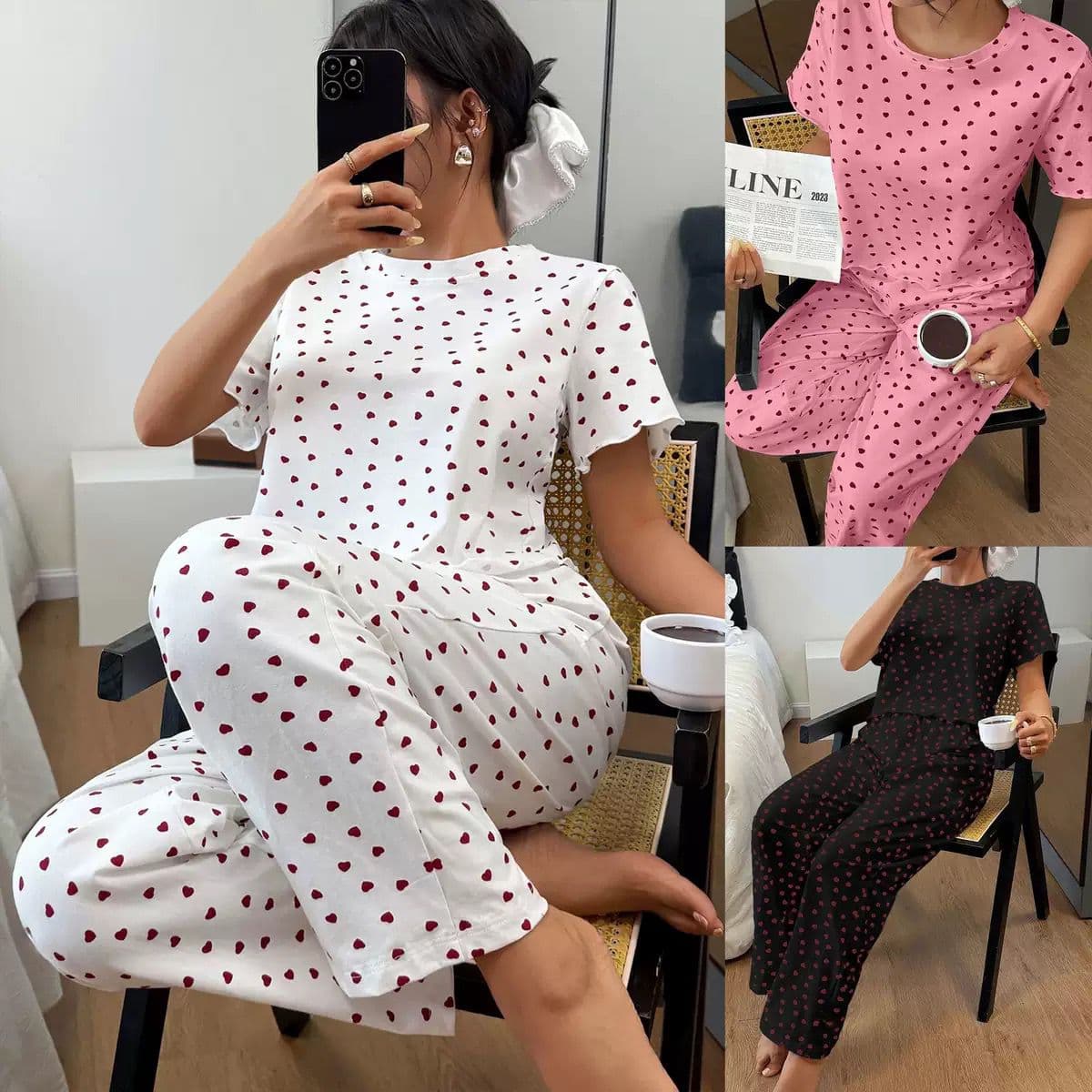 Women's love print pajama set