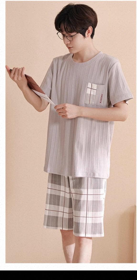 men short pajamas set