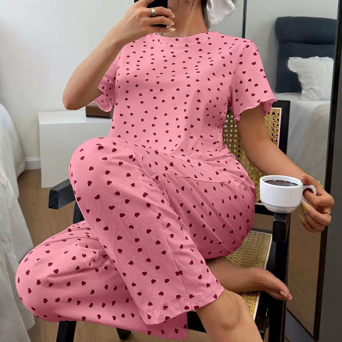 Women's love print pajama set